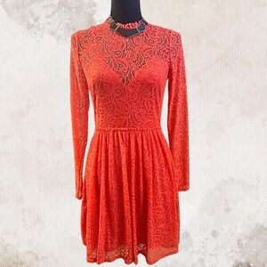 Orange A-Line Knee-Length Dress